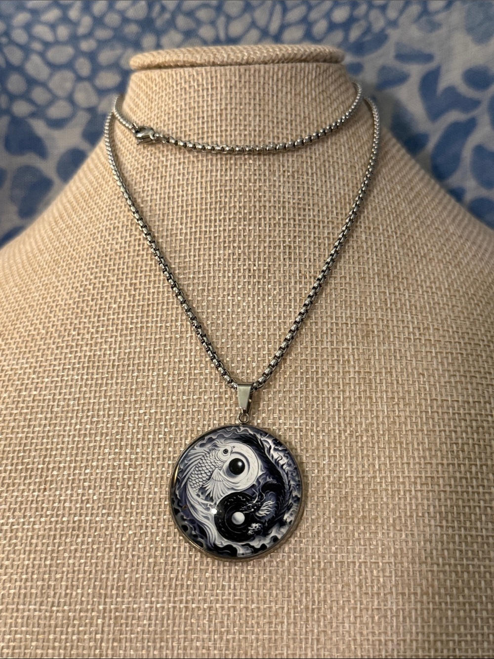 Silver Yin Yang Koi Fish Pendant Necklace - Unbranded